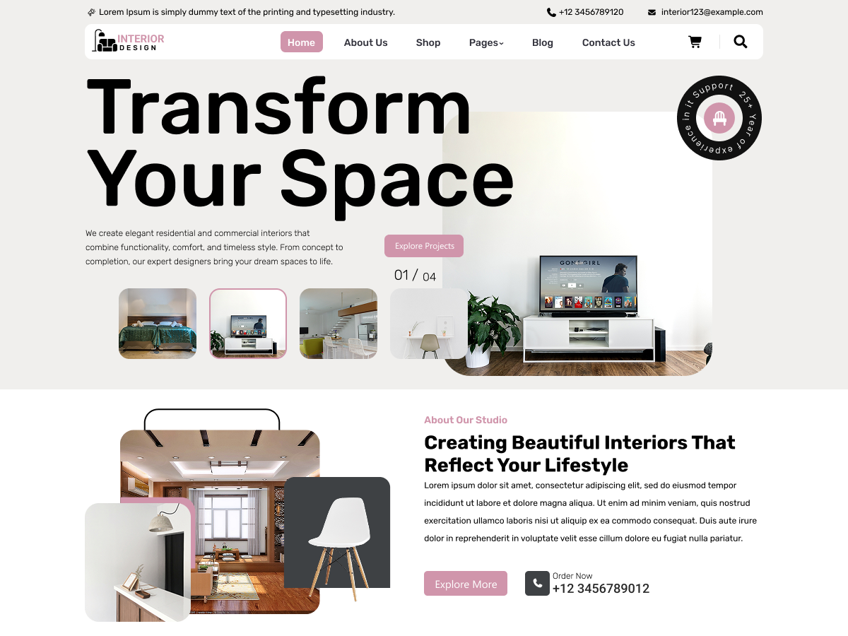 Aurora Interiors e-commerce website design